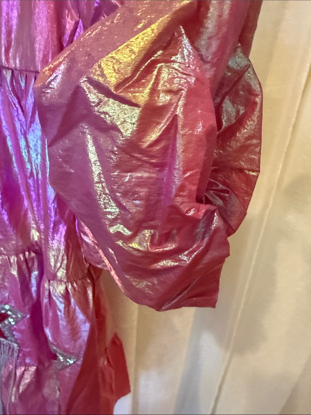 Fantastic Fawn Metallic Hot Pink Star Tassel Peplum Top - Picture 4 of 5